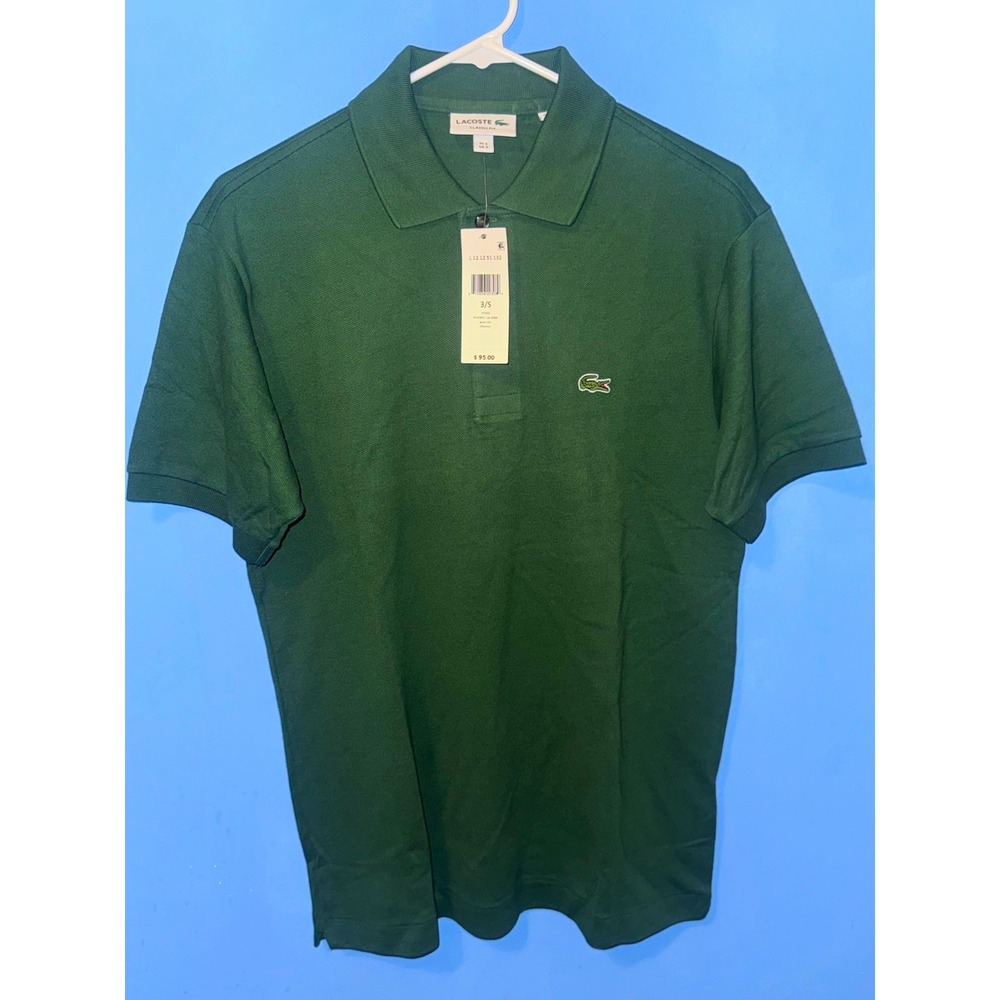 Lacoste Mens S Green Cotton Classic Fit Knit Polo Golf L.12.12 51 132